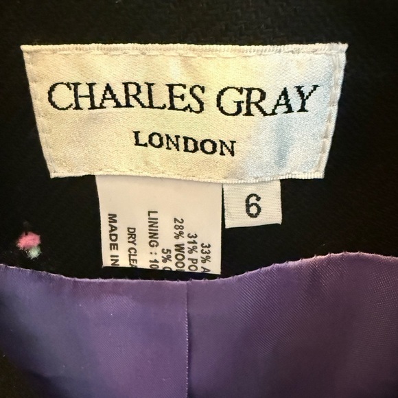 Charles Gray London Wool Blend Blazer Suit Jacket Womens Size 6 Polka Dot - Picture 3 of 3
